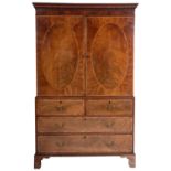 A George III mahogany and crossbanded linen press,