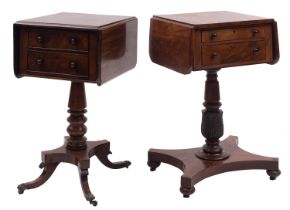 A George IV or William IV mahogany drop leaf work table,