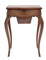 A burr walnut, tulipwood and marquetry Poudreuse in Louis XV style,