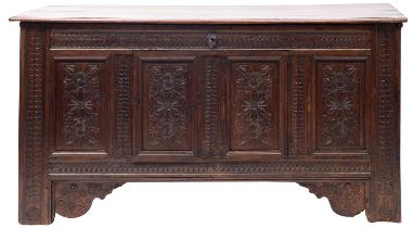 A substantial oak coffer,