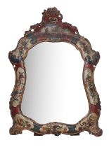 A Venetian carved and lacca povera decorated wood dressing table mirror, in 18th century taste,