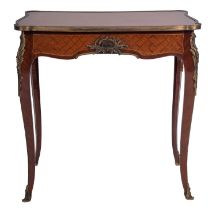 A kingwood and tulipwood parquetry and gilt metal mounted side table in Louis XVI style,