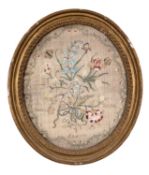 A George III needlework sampler, the work of Nancy Bampton,completed 30th August 1793; of oval form,