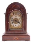 Junghans an early twentieth-century inlaid walnut mantel clock the eight-day duration movement