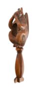 A Victorian carved treen nutcracker in the form of a squirrel,