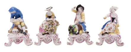 A set of four Bow figures emblematic of the Seasons all seated,