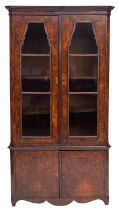 A walnut and glazed cabinet bookcase,