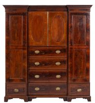 A Victorian mahogany and line inlaid compactum wardrobe,