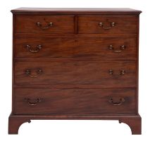 A George III mahogany chest of drawers, late 18th century, the top with moulded edges,