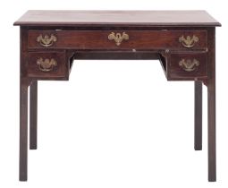 A George II mahogany side table, mid 19th century; the top with moulded edges,