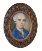 British School, circa 1760 Portrait of a man, head and shoulders, in blue coat,