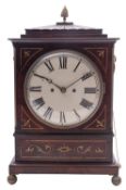 A Regency brass inlaid bracket clock, the double-fusee,