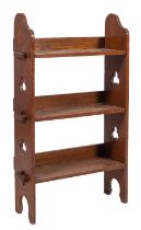 An oak open bookcase in Arts & Crafts style, probably for Liberty & Co.