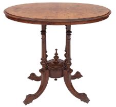 A Victorian burr walnut oval occasional table,
