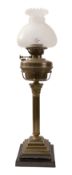 A Victorian brass table oil lamp,