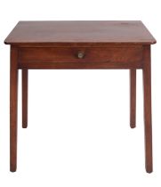 A Regency mahogany rectangular side table, early 19th century; the drawer with brass knob handle,