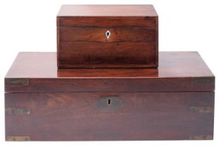 A Regency rosewood and line inlaid sewing box,