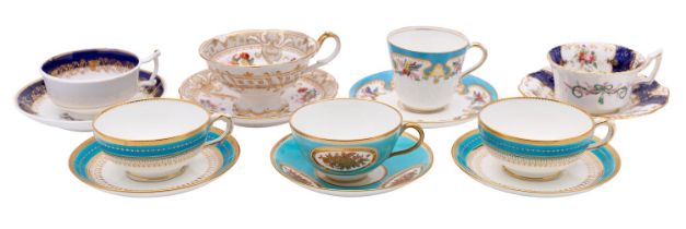 Seven various cups and saucers,