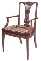 A mahogany library elbow chair in George III style,