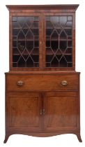 A George III mahogany and glazed secretaire bookcase,