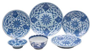 A small group of Chinese blue and white porcelain,