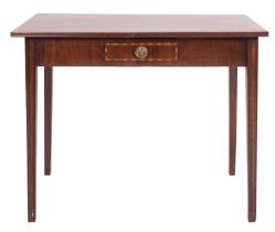 A George III mahogany side table, late 18th century; the top with reeded edges,