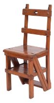 A Victorian oak library step chair, in Gothic taste,