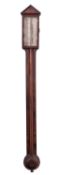 Casartelli, Liverpool a mahogany stick barometer the silvered dial with usual barometric markings,