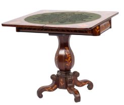 A 19th-century Dutch mahogany and marquetry rectangular card table;