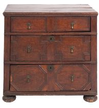 A William & Mary oak chest of drawers,