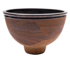 *Michael Casson [1925 - 2003] a large stoneware bowl of deep circular footed form with tenmoku