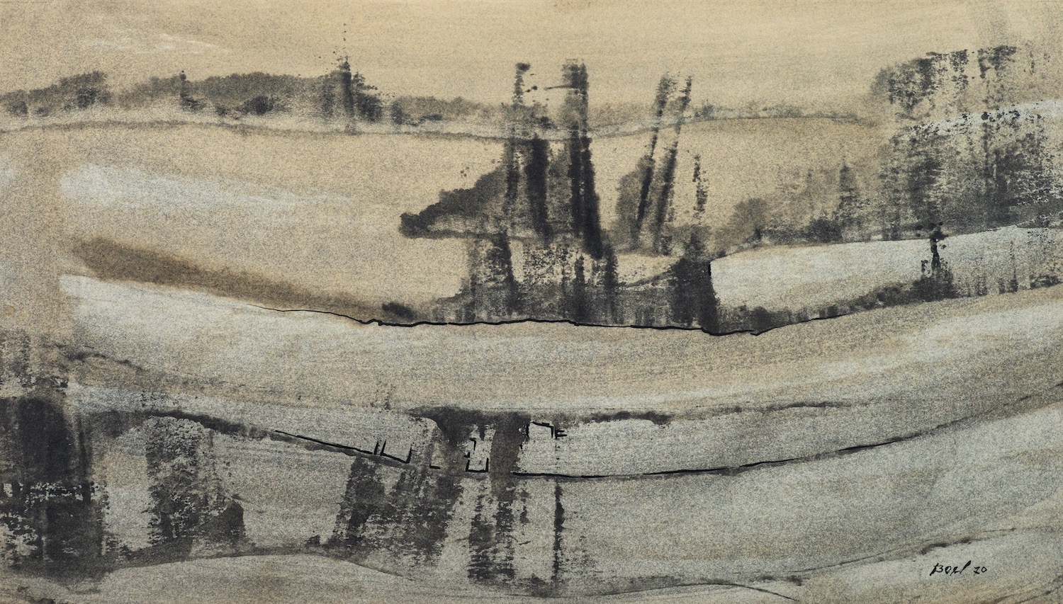 Maurice Boel (Belgian,1913-1998) Landscape Pen and ink and grey wash 23 x 39. - Image 4 of 7