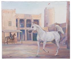 L. Lygo (British, Contemporary) Arabian horse Oil on canvas 50.5 x 60.