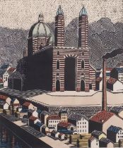 Charles Ginner (British, 1878-1952) The Cathedral, 1921 Woodcut 32.