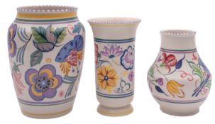 A Carter Stabler & Adams Poole pottery vase, painted with flowers in pastel tones, Y1 pattern,
