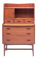 A teak writing bureau desk, by Times Furnishings,