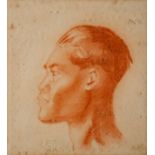 Rupert Pease (British 1906 - 1945) Portrait of a man in profile Sepia chalk 12.5 x 11.