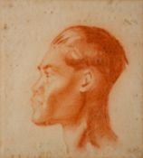 Rupert Pease (British 1906 - 1945) Portrait of a man in profile Sepia chalk 12.5 x 11.