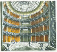 *Edward Bawden (British, 1903-1989) The Coal Exchange, 1963 Coloured lithograph 43.5 x 47.