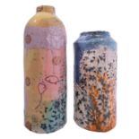 *Chris Taylor [Contemporary] two grogged earthenware vases,