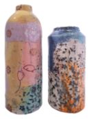 *Chris Taylor [Contemporary] two grogged earthenware vases,