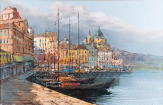 Nardini (Italian, b. 1933) Portofino Oil on canvas 58 x 89.