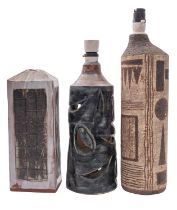 Three studio ceramic table lamps,