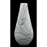 A Murano cased glass vase of flattened tear drop form,