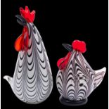 A Murano glass hen and cockerel figures,