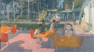 *Andrew Macara (British, b.1944) The Cafe, Salou Oil on canvas 49.