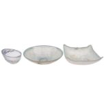 Margaret Johnson [Contemporary] three glass dishes one of circular form,