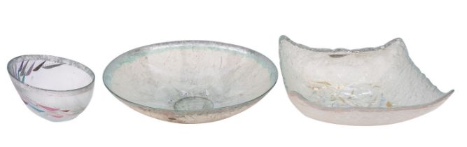 Margaret Johnson [Contemporary] three glass dishes one of circular form,