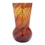 Gino Cenedese Murano glass 'Peacock' vase, the white interior cased with combed orange,