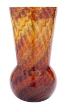 Gino Cenedese Murano glass 'Peacock' vase, the white interior cased with combed orange,